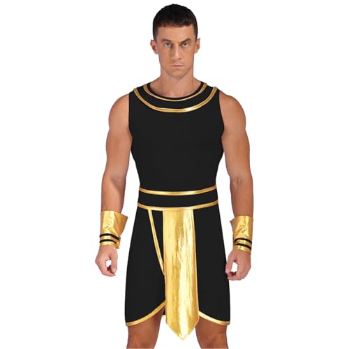 TSSOE Erwachsener Kaiser Römer Kostüm Griechischer Gott Kostüm Karneval Kostüm Römische Toga Erwachsene Toga Kostüm Tunika mit/ohne Zubehör Schwarz F M von TSSOE