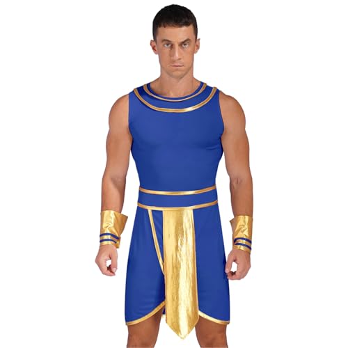 TSSOE Erwachsener Kaiser Römer Kostüm Griechischer Gott Kostüm Karneval Kostüm Römische Toga Erwachsene Toga Kostüm Tunika mit/ohne Zubehör Blau F XL von TSSOE
