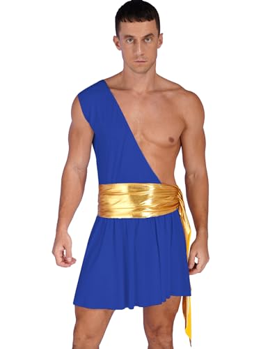 TSSOE Erwachsener Kaiser Römer Kostüm Griechischer Gott Kostüm Karneval Kostüm Römische Toga Erwachsene Toga Kostüm Tunika mit/ohne Zubehör Blau XL von TSSOE