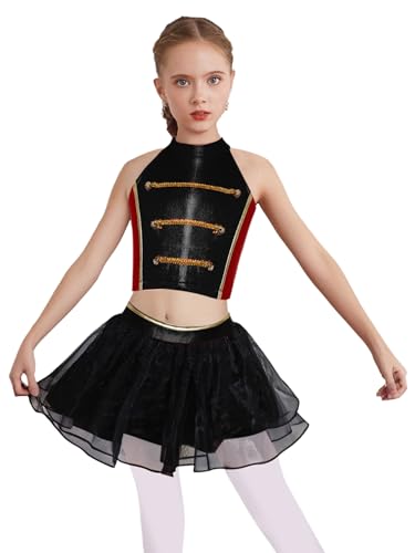 TSSOE Zirkus Kostüme Set Mädchen Pailletten Zirkusdirektor Tanzkleid Ärmellos Crop Top Mit Tuturock Weihnachts Cosplay Fasching Karneval Kostüm Schwarz 170 TSSOE Zirkus Kostüme Set Mädchen Pailletten Zirkusdirektor Tanzkleid Ärmellos Crop Top Mit Tuturock Weihnachts Cosplay Fasching Karneval Kostüm Schwarz 170 von TSSOE