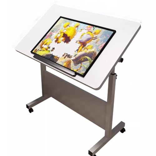 TT-YEC Drehbarer Multifunktionaler Puzzletisch, Winkel- Und Höhenverstellbare Staffelei, Stehender Puzzletisch Mit Vier Rädern, Fasst 1500 Puzzleteile,80cm von TT-YEC