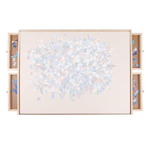 TT-YEC Holzpuzzletafel Mit Klarer Abdeckung, Tragbarer Puzzle -Tisch Für Erwachsene Mit 4 Schubladen, Hält 1500 Stücke, Zubehör Für Heimspiele Für Erwachsene Und Kinder von TT-YEC