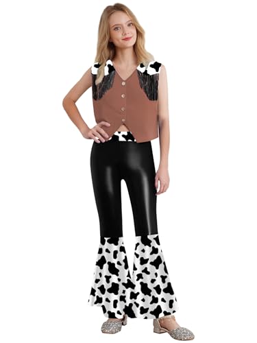 TTAO Kinder Mädchen Cowgirl Verkleidung Set Wildwest mit Metallic Schlaghose und Cowboy Hut Bandana Zubehör Halloween Fasching Party Verkleidung Hellbraun 158-164 TTAO Kinder Mädchen Cowgirl Verkleidung Set Wildwest mit Metallic Schlaghose und Cowboy Hut Bandana Zubehör Halloween Fasching Party Verkleidung Hellbraun 158-164 von TTAO