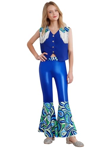 TTAO Kinder Mädchen Cowgirl Verkleidung Set Wildwest mit Metallic Schlaghose und Cowboy Hut Bandana Zubehör Halloween Fasching Party Verkleidung Königsblau 158-164 TTAO Kinder Mädchen Cowgirl Verkleidung Set Wildwest mit Metallic Schlaghose und Cowboy Hut Bandana Zubehör Halloween Fasching Party Verkleidung Königsblau 158-164 von TTAO