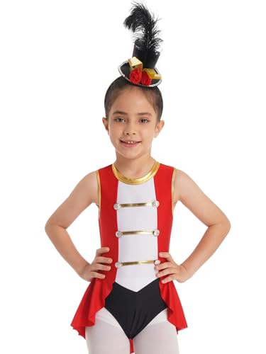 TTAO Kinder Mädchen Zirkus Kostüm Ärmellos Body mit Rock Cosplay Fasching Karneval Halloween Outfits Bühnenkostüm Rot 134-140 TTAO Kinder Mädchen Zirkus Kostüm Ärmellos Body mit Rock Cosplay Fasching Karneval Halloween Outfits Bühnenkostüm Rot 134-140 von TTAO