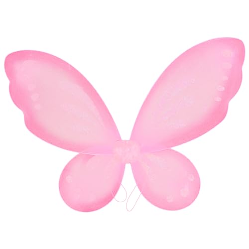TTAO Mädchen Damen Glänzend Schmetterling Flügel Feenflügel mit Trägern Waldfee Lebendig Gemüstert Flügeln für Geburtstag Fotoshooting Rosa A One Size von TTAO