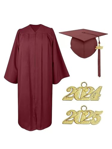 TTAO Unisex Graduation Gown Set Graduation Robe Abschluss Robe Akademischer Talar Abschlusskleid Cap mit Fransen Set Burgundy 2XL TTAO Unisex Graduation Gown Set Graduation Robe Abschluss Robe Akademischer Talar Abschlusskleid Cap mit Fransen Set Burgundy 2XL von TTAO