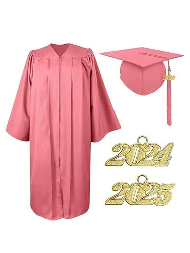 TTAO Unisex Graduation Gown Set Graduation Robe Abschluss Robe Akademischer Talar Abschlusskleid Cap mit Fransen Set Rosa 2XL TTAO Unisex Graduation Gown Set Graduation Robe Abschluss Robe Akademischer Talar Abschlusskleid Cap mit Fransen Set Rosa 2XL von TTAO