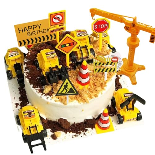 Kuchen Deko Baustelle Set, 18 Stück Bagger Tortendeko, Bagger Kuchendeko Auto, Baufahrzeug Cupcake Topper, Verkehrsschilder Spielzeug, für Kinder Geburtstag Party Dekoration Kuchen Deko Baustelle Set, 18 Stück Bagger Tortendeko, Bagger Kuchendeko Auto, Baufahrzeug Cupcake Topper, Verkehrsschilder Spielzeug, für Kinder Geburtstag Party Dekoration von TTDCQQID