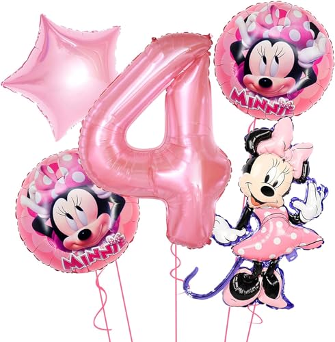 Luftballons Geburtstag 4 Jahre, Luftballons 4. Geburtstag Mädchen, Folienballon 4 Rosa für Mädchen Kinder Party Dekoration von TTDCQQID