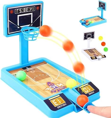 Desktop Basketballspiel, Finger Basketball, Basketball Flipper, Finger Basketball Spiel, Mini Finger Spielzeug Basketball, Basketball Desktop Spielzeug, für Kinder und Erwachsene (Blau) von TTDCQQID