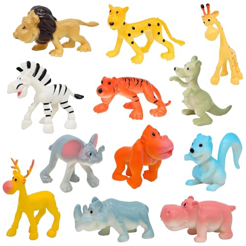 Tiere Spielzeug, 12 Stück Waldtiere Figuren Spielzeug, Mini Bauernhof Tierfiguren, Safari Tiere Spielfiguren, Dschungel Wild Tiere Figuren, Pädagogisches Lernspielzeug, Party Favors Kinder (Tier) von TTDCQQID