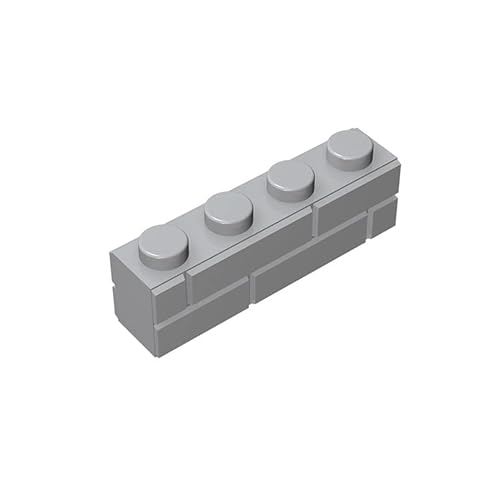 100 Stück Stein 1x4 Noppen Klinkerstein-Optik, 1x4 Steinteil, kompatibel mit Lego, Farbe:Light Gray von TTEHGB TOY