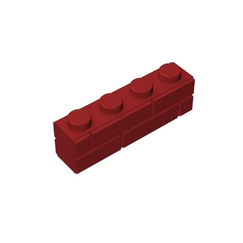 100 Stück Stein 1x4 Noppen Klinkerstein-Optik, 1x4 Steinteil, kompatibel mit Lego, Farbe:Persimmon Red von TTEHGB TOY