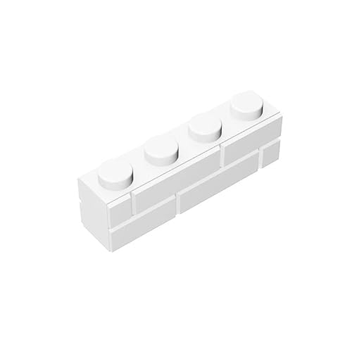 100 Stück Stein 1x4 Noppen Klinkerstein-Optik, 1x4 Steinteil, kompatibel mit Lego, Farbe:White von TTEHGB TOY
