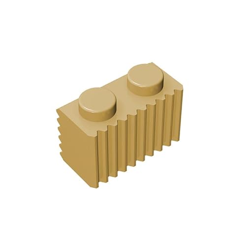 100 Stück System Basic BAU Stein 1x2 mit Rillen griffelt, kompatibel mit Lego, Farben:Aprikosengelb von TTEHGB TOY