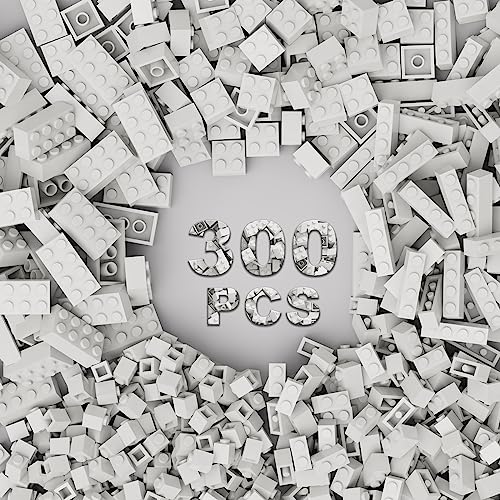 TTEHGB TOY 300 Klassische Steine, weiße lose Steine, kompatibel mit Lego Teilen und Komponenten, kreatives Steinspielzeug für Jungen und Mädchen (weiß 300 Teile), M0653-25 von TTEHGB TOY