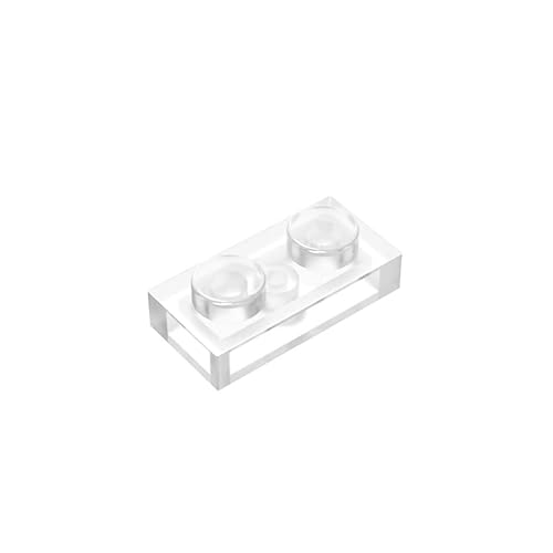 Klassische Bauplatte 1x2, 100 Stück Großplatten, kompatibel mit Lego-Teilen und -Stücken 3023, kreatives Spielset kompatibel mit Allen großen Ziegelmarken (Farbe: Transparent) von TTEHGB TOY