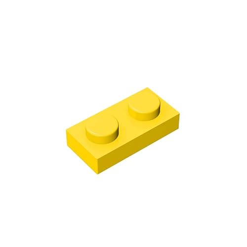 Klassische Bauplatte 1x2, 100 Stück Großplatten, kompatibel mit Lego-Teilen und -Teilen 3023, kreatives Spielset kompatibel mit Allen großen Ziegelmarken (Farbe: Gelb) von TTEHGB TOY