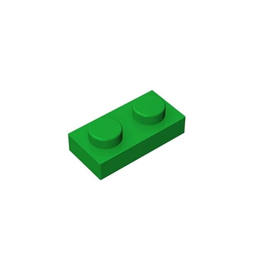 Klassische Bauplatte 1x2, 100 Stück Großplatten, kompatibel mit Lego-Teilen und -Teilen 3023, kreatives Spielset kompatibel mit Allen großen Ziegelmarken (Farbe: Grün) von TTEHGB TOY