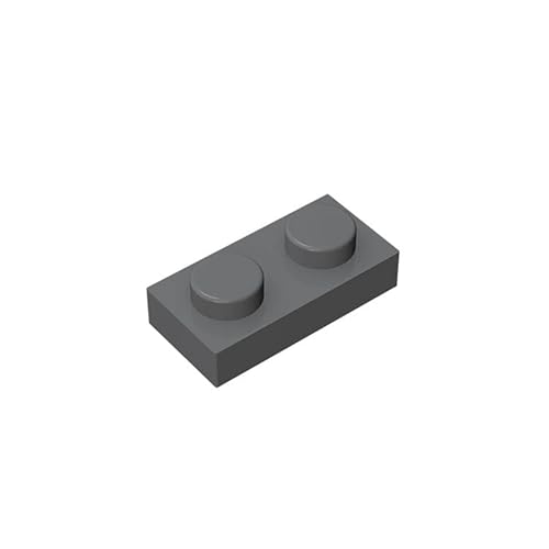 Klassische Bauplatte 1x2, 100 Stück Massenplatten, kompatibel mit Lego-Teilen und -Stücken 3023, kreatives Spielset kompatibel mit Allen großen Ziegelmarken (Farbe: Dunkelgrau) von TTEHGB TOY