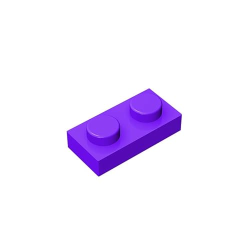 Klassische Bauplatte 1x2, 100 Stück Massenplatten, kompatibel mit Lego-Teilen und -Stücken 3023, kreatives Spielset kompatibel mit Allen großen Ziegelmarken (Farbe: Lila) von TTEHGB TOY