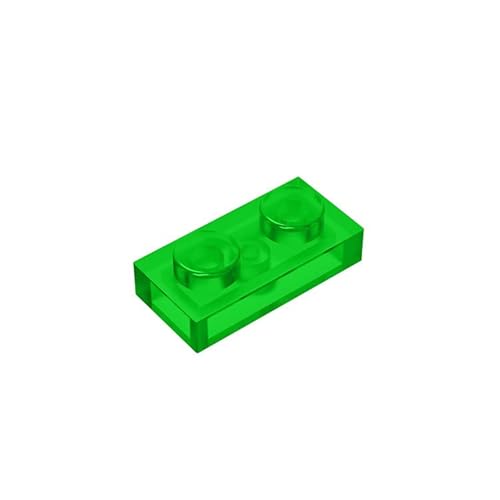 Klassische Bauplatte 1x2, 100 Stück Massenplatten, kompatibel mit Lego-Teilen und -Stücken 3023, kreatives Spielset kompatibel mit Allen großen Ziegelmarken (Farbe: Transparentes Grün) von TTEHGB TOY