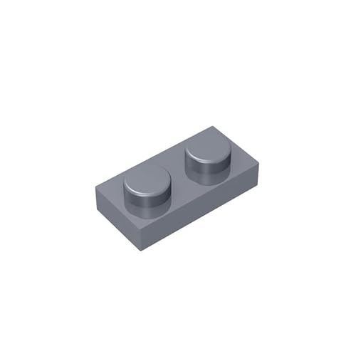 Klassische Bauplatte 1x2, 100 Stück Massenplatten, kompatibel mit Lego-Teilen und -Teilen 3023, kreatives Spielset kompatibel mit Allen großen Ziegelmarken (Farbe: Flaches Silber) von TTEHGB TOY