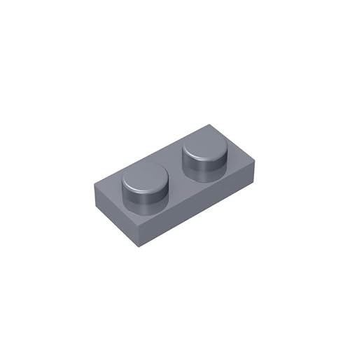 Klassische Bauplatte 1x2, 100 Stück Massenplatten, kompatibel mit Lego-Teilen und -Teilen 3023, kreatives Spielset kompatibel mit Allen großen Ziegelmarken (Farbe: Flaches Silber) von TTEHGB TOY