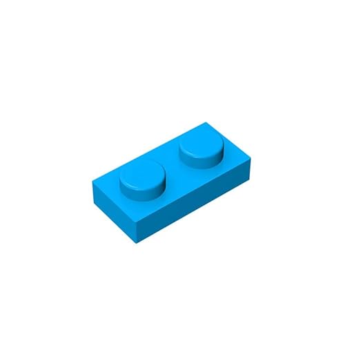 Klassische Bauplatte 1x2, 100 Stück Massenplatten, kompatibel mit Lego-Teilen und -Teilen 3023, kreatives Spielset kompatibel mit Allen großen Ziegelmarken (Farbe: Himmelblau) von TTEHGB TOY
