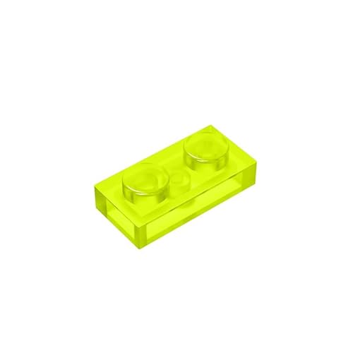 Klassische Bauplatte 1x2, 100 Stück Massenplatten, kompatibel mit Lego-Teilen und -Teilen 3023, kreatives Spielset kompatibel mit Allen großen Ziegelmarken (Farbe: Transparent Hellgrün) von TTEHGB TOY
