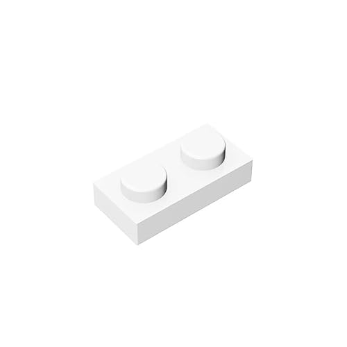 Klassische Bauplatte 1x2, 100 Stück Massenplatten, kompatibel mit Lego-Teilen und -Teilen 3023, kreatives Spielset kompatibel mit Allen großen Ziegelmarken (Farbe: Weiß) von TTEHGB TOY