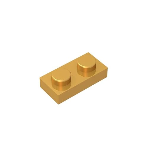 Klassische Bauplatte 1x2, 100 Stück große Platten, kompatibel mit Lego-Teilen und Teilen 3023, kreatives Spielset kompatibel mit Allen großen Ziegelmarken (Farbe: Gold) von TTEHGB TOY