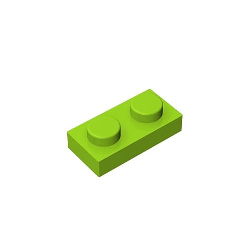 Klassische Bauplatte 1x2, 100 Stück große Platten, kompatibel mit Lego-Teilen und Teilen 3023, kreatives Spielset kompatibel mit Allen großen Ziegelmarken (Farbe: Limette) von TTEHGB TOY