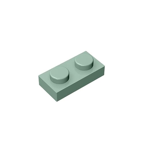 Klassische Bauplatte 1x2, 100 Stück große Platten, kompatibel mit Lego-Teilen und Teilen 3023, kreatives Spielset kompatibel mit Allen großen Ziegelmarken (Farbe: Sandgrün) von TTEHGB TOY