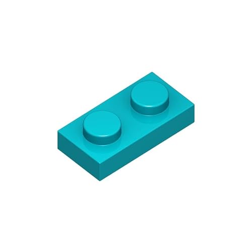 Klassische Bauplatte 1x2, 200 Stück Massenplatten, kompatibel mit Lego-Teilen und -Teilen 3023, kreatives Spielset kompatibel mit Allen großen Ziegelmarken (Farbe: Dunkelblau-Grün) von TTEHGB TOY