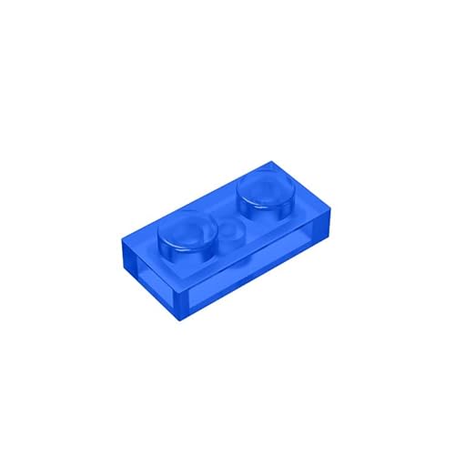 Klassische Bauplatte 1x2, 200 Stück Massenplatten, kompatibel mit Lego-Teilen und -Teilen 3023, kreatives Spielset kompatibel mit Allen großen Ziegelmarken (Farbe: Transparentes Blau) von TTEHGB TOY