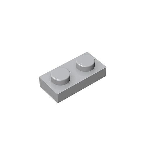 Klassische Bauplatte 1x2, 200 Stück große Platten, kompatibel mit Lego-Teilen und Teilen 3023, kreatives Spielset kompatibel mit Allen großen Ziegelmarken (Farbe: Hellgrau) von TTEHGB TOY