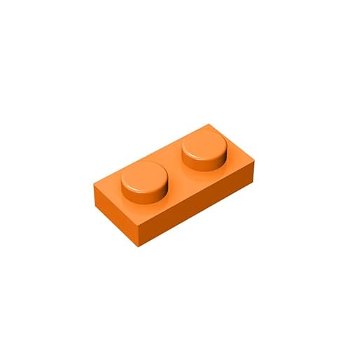 Klassische Bauplatte 1x2, 200 Stück große Platten, kompatibel mit Lego-Teilen und Teilen 3023, kreatives Spielset kompatibel mit Allen großen Ziegelmarken (Farbe: Orange-Gelb) von TTEHGB TOY