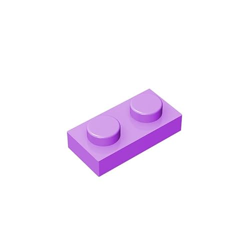 Klassische Bauplatte 1x2, 200 Stück große Platten, kompatibel mit Lego-Teilen und Teilen 3023, kreatives Spielset kompatibel mit Allen großen Ziegelmarken (Farbe: mittleres Lavendel) von TTEHGB TOY