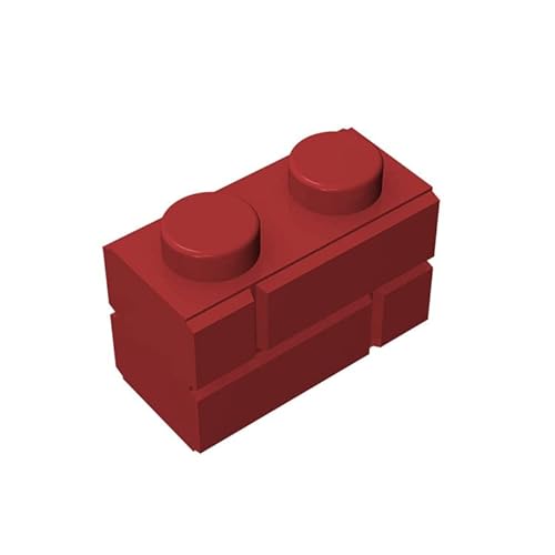 Klassische Gebäude Massensteine ​​1 x 2, Kompatibel mit Lego und Allen Großen Markenteilen und stücken 98283,Dunkelrot Mauerwerks Kontur Ziegel (100 Stück) von TTEHGB TOY
