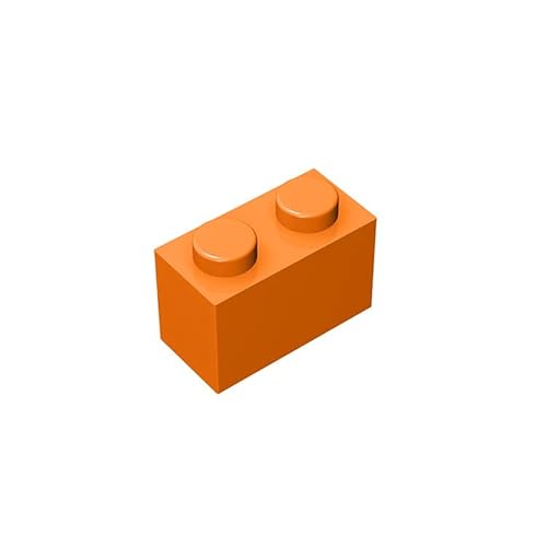 Klassische Steine 1x2, 100 große Steine, kompatibel mit Lego und Pieces 3004, kreatives Spielset – 100% kompatibel mit Allen großen Steinmarken, Farben:Orange von TTEHGB TOY