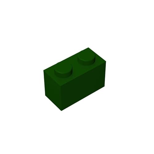 Klassischer Baustein, 1 x 2, 100 Stück Bulk Brick Block, kompatibel mit LEGO Teilen und Teilen 3004 (Farbe: Schwarzgrün) von TTEHGB TOY