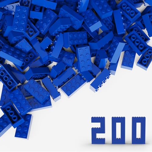TTEHGB TOY Klassischer Massenziegel 2x4, 200 Stück Baustein Blau, Kompatibel mit Alle Großen Marken, MOC Enthusiasten, Farben: Blau von TTEHGB TOY