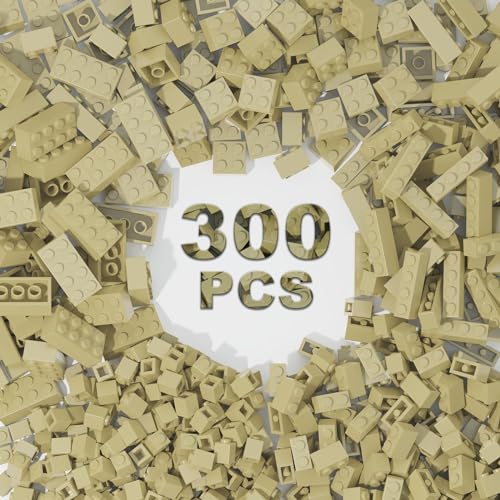 TTEHGB TOY 300 PCs Klassische Bausteine, grüne Bulk-Steine, kompatibel mit Teilen 3001 und Allen großen Marken, kreatives Bausteinspielzeug für Jungen Mädchen (Aprikosengelb, 300 Stück) von TTEHGB TOY
