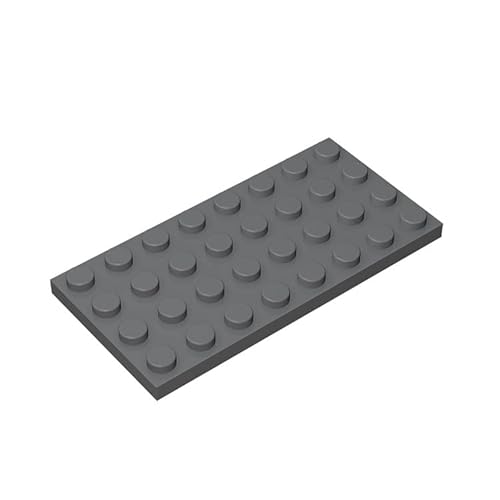 TTEHGB TOY Klassische Bauplatte 4x8, 100 Stück Dunkelgrau Massenplatten, Kompatibel mit Teilen 3035, Kompatibel mit Allen großen Ziegelmarken (Farbe: Dunkelgrau) von TTEHGB TOY