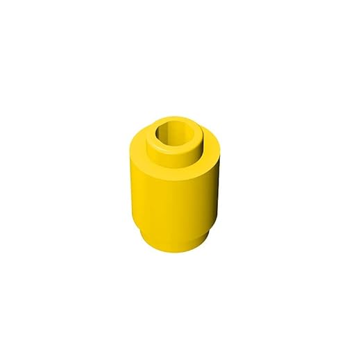 TTEHGB TOY Klassische Ziegelblock Masse, 1x1 Gelb Runden Ziegelstein, 100 Stück runder Ziegelstein, Kompatibel mit den Teile 3062 und Allen Großen Marken (Farbe: Gelb) von TTEHGB TOY