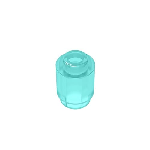 TTEHGB TOY Klassische Ziegelblock Masse, 1x1 Transparent Hellblau Runden Ziegelstein 100 Stück, Kompatibel mit Teilen 3062 und Allen Großen Marken (Farbe: Transparent Hellblau) von TTEHGB TOY