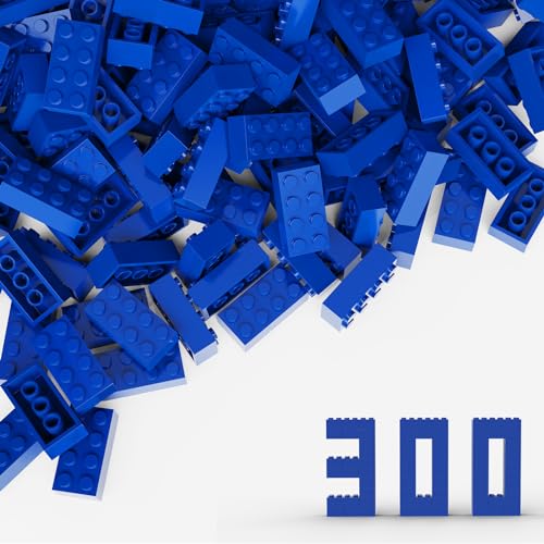 TTEHGB TOY Klassischer Massenziegel 2x4, 300 Stück Baustein Blau, kompatibel mit Alle Großen Marken, MOC Enthusiasten, Farben: Blau von TTEHGB TOY