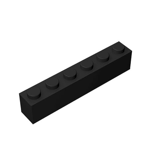 TTEHGB TOY Klassischer Ziegelsteinblock 1x6, 100 Stück Schwarz Ziegelstein 1x6, kompatibel mit den Teilen 3009, kreatives Spielset – kompatibel mit großen Marken (Farbe: Schwarz) von TTEHGB TOY